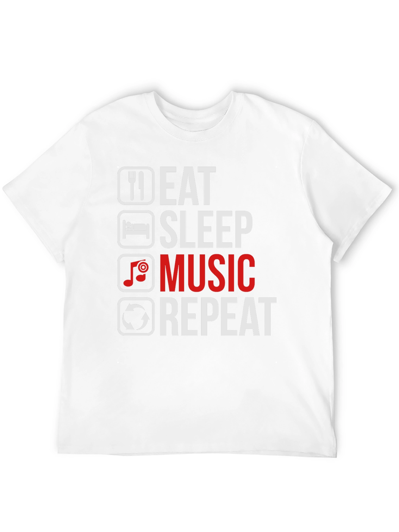 Black Eat Sleep Music Repeat Graphic Tee - Musician T-Shirt view 12