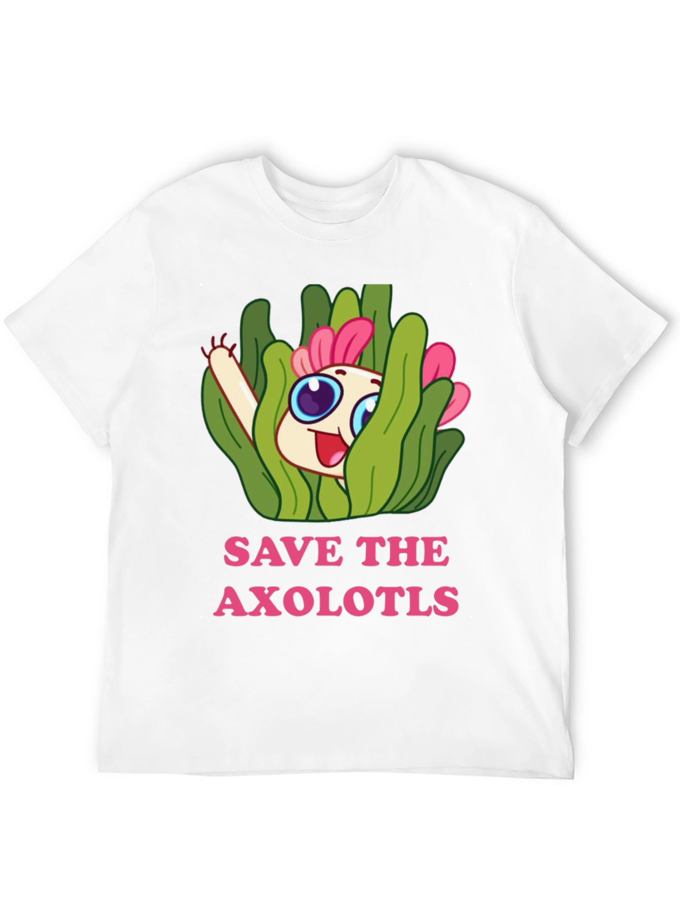 Black Save the Axolotls Cartoon Graphic T-Shirt view 12