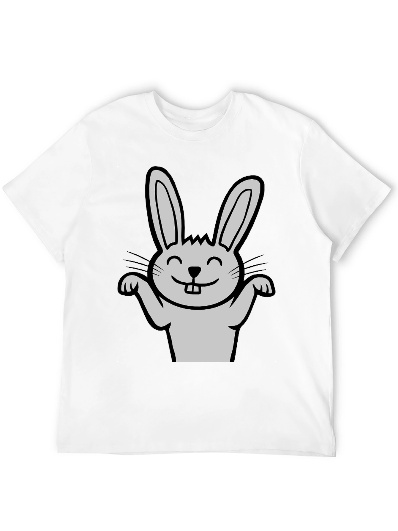 Black Funny Rabbit Graphic Tee - Black Casual T-Shirt view 12
