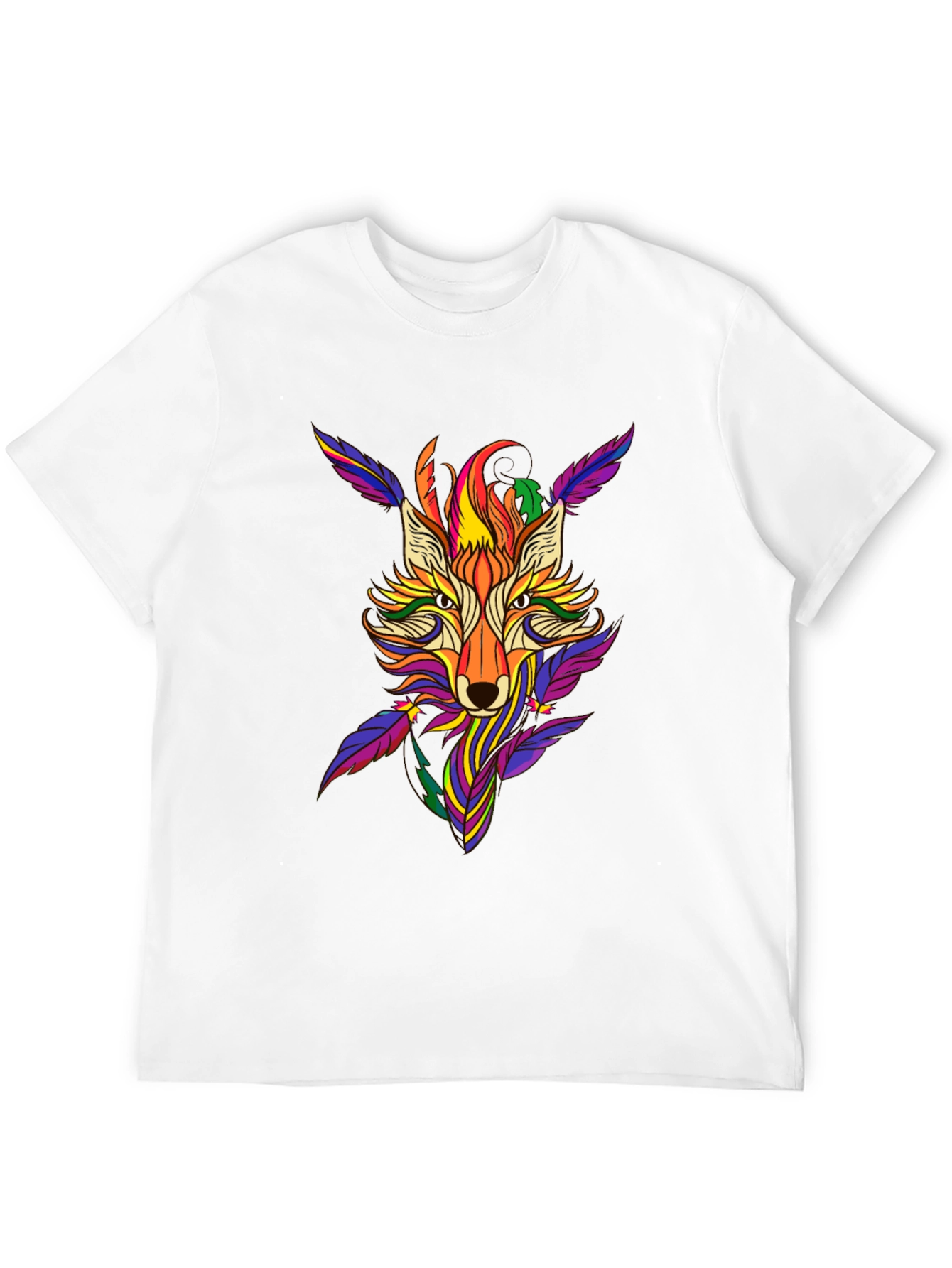 Black Colorful Fox Graphic Print T-Shirt view 12