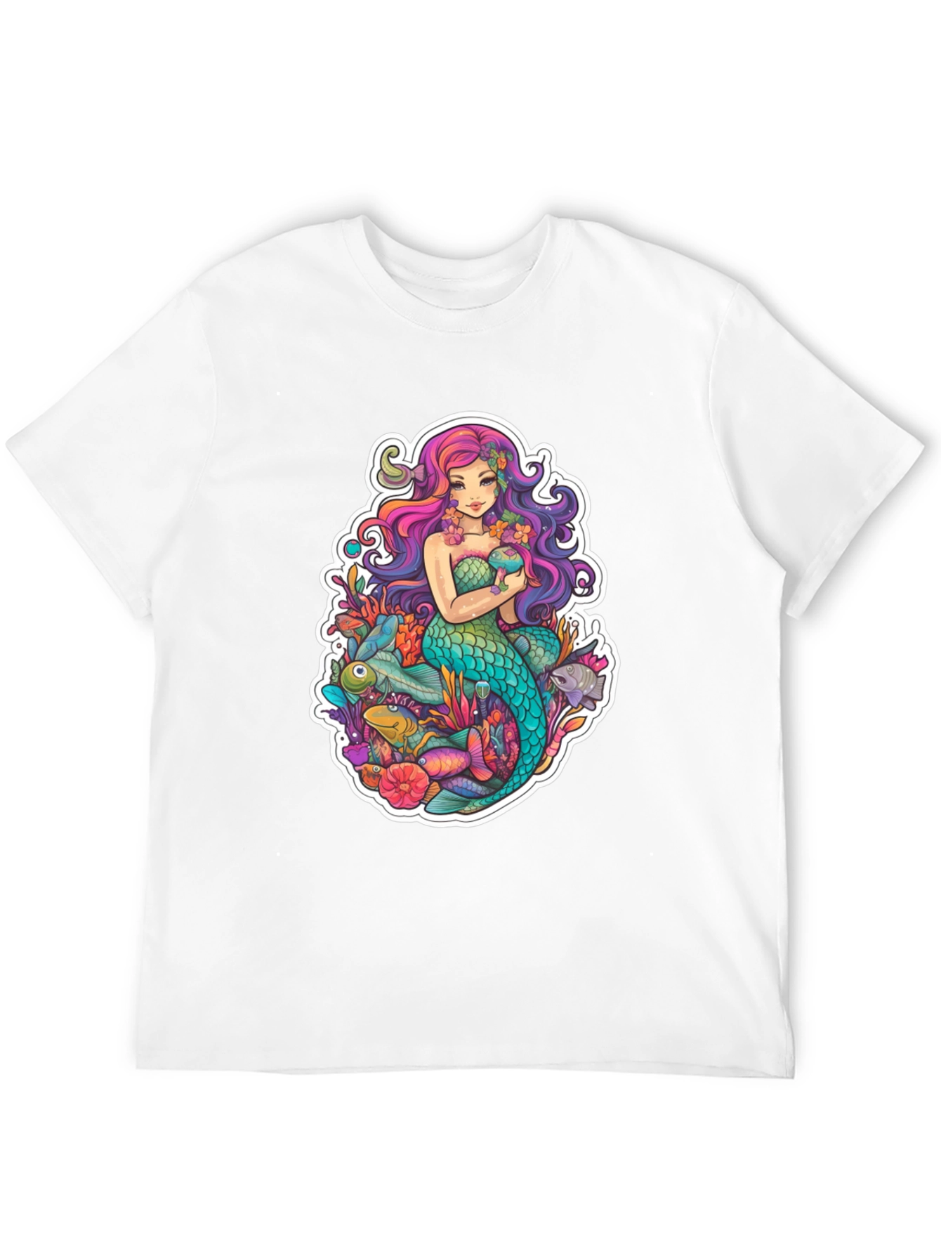 Black Mermaid Graphic Tee - Black Cotton T-Shirt view 12
