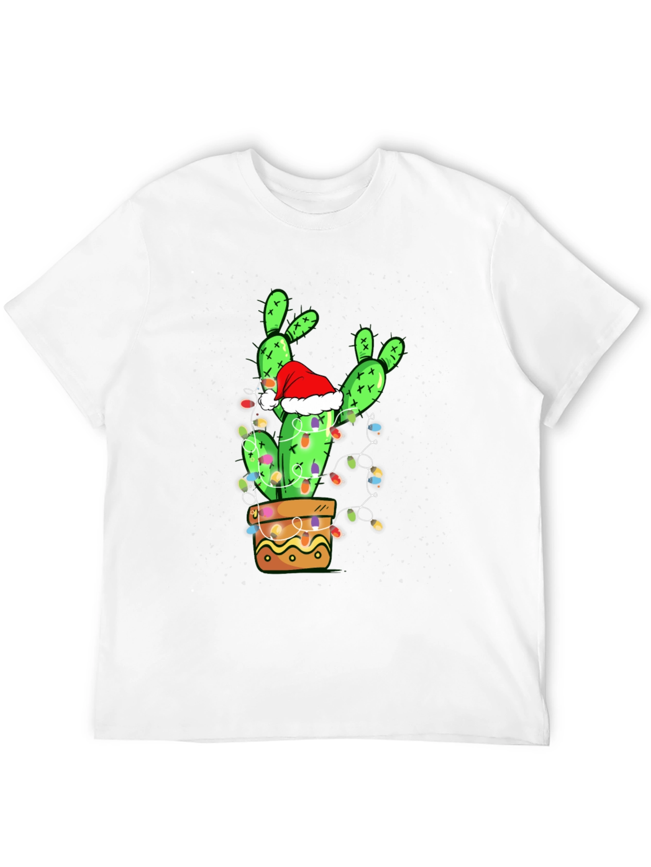 Black Festive Cactus T-Shirt: Christmas Holiday Apparel view 12