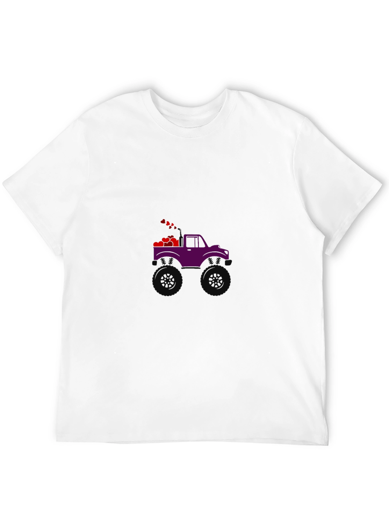 Black Purple Monster Truck with Hearts Graphic Tee view 12