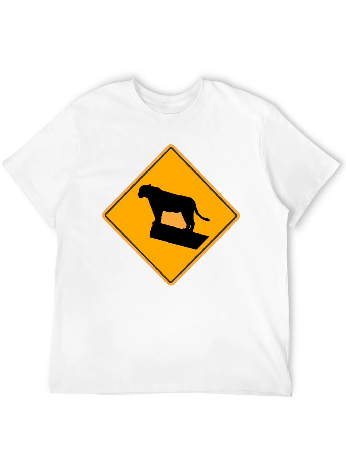 Black Caution Cougar Crossing T-Shirt - Black view 12