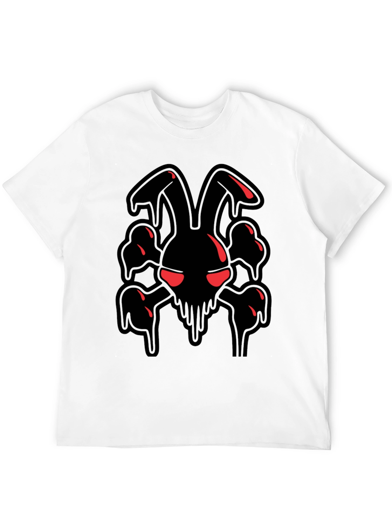 Black Men's Black Graphic Tee - Edgy Rabbit Skull view 12