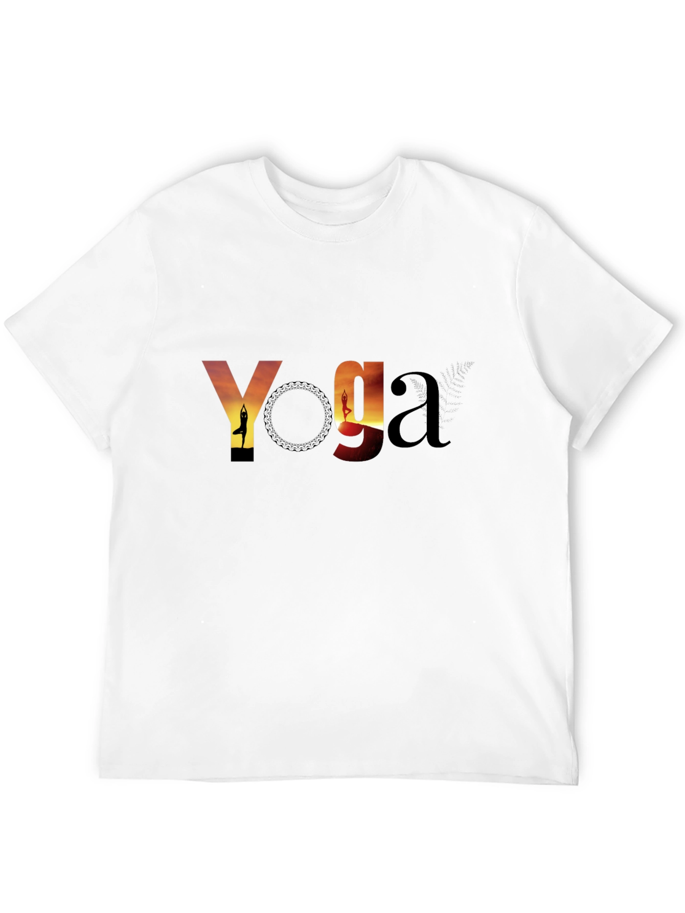 Black Yoga Sunset Graphic Tee - Black Cotton T-Shirt view 12