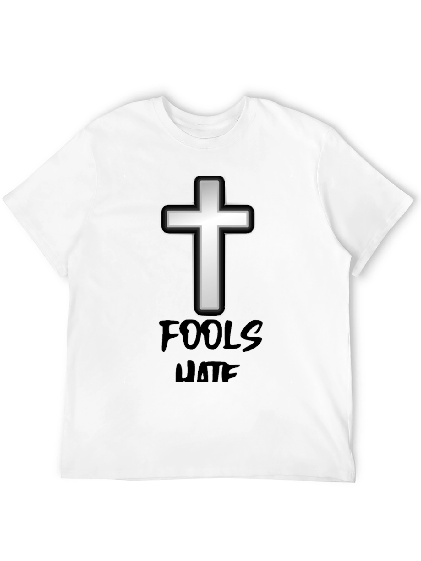 Black Fools Hate Cross Graphic Tee - Black Cotton T-Shirt view 12