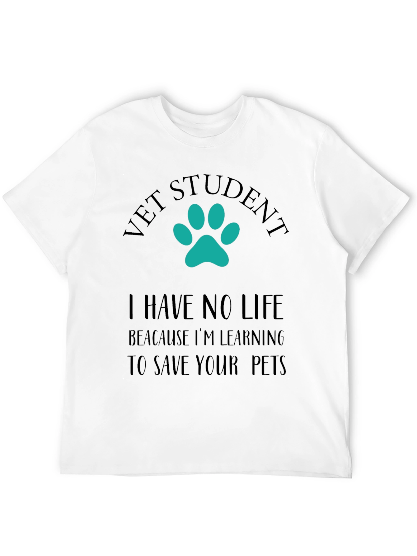 Black Vet Student Paw Print Graphic Tee - Black view 12
