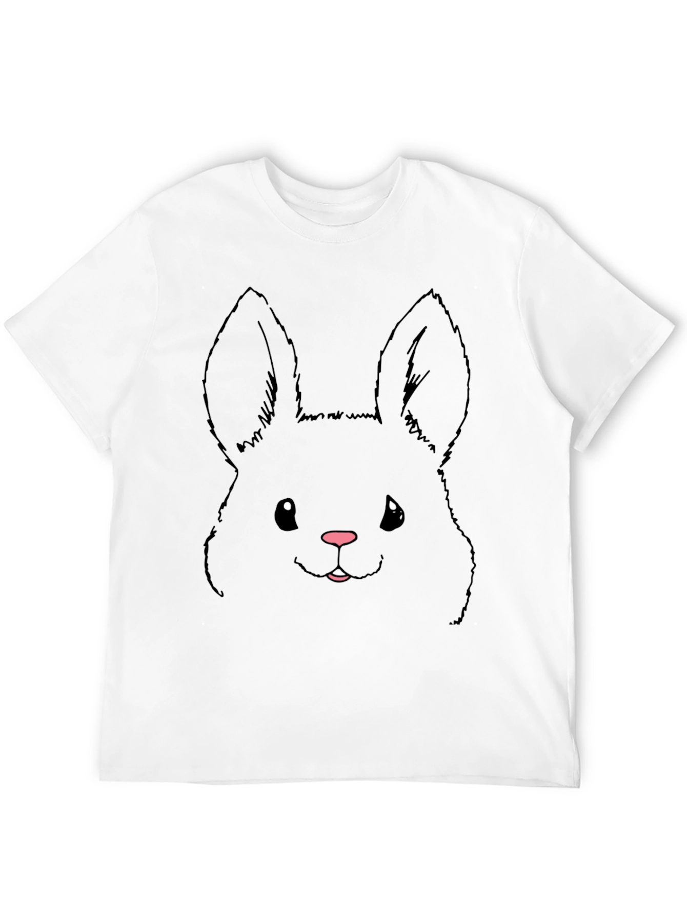 Black Cute Bunny Graphic Tee - Black Cotton Blend view 12