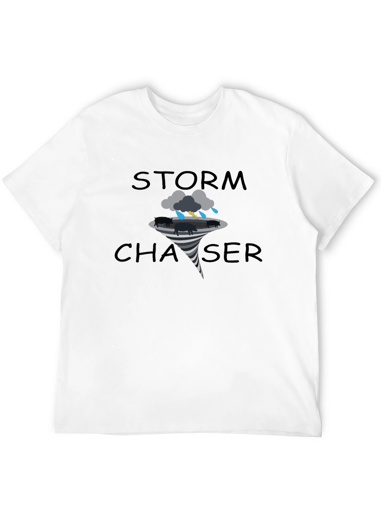 Black Storm Chaser Graphic T-Shirt - Tornado Pig Design view 12