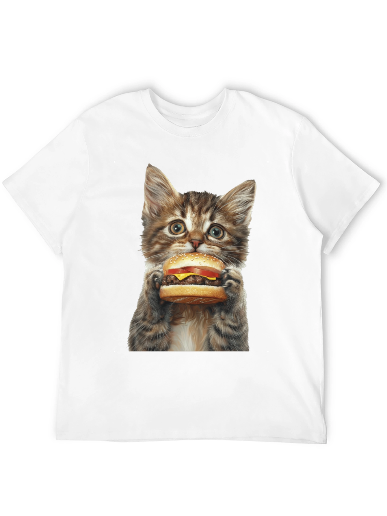 Black Cat Burger T-Shirt - Funny Kitten Graphic Tee view 12