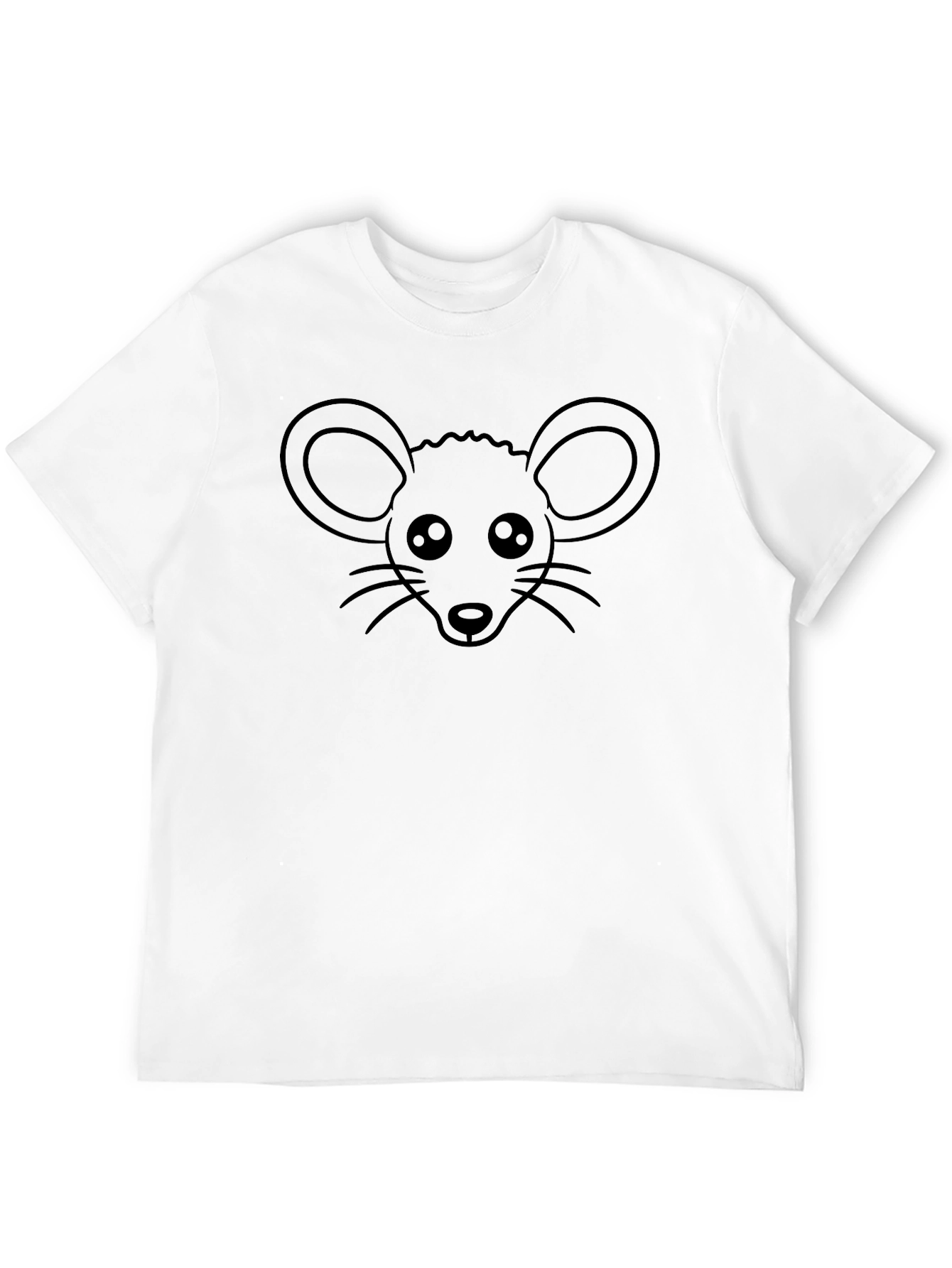 Black Cute Mouse Graphic Tee - Black Cotton T-Shirt view 12