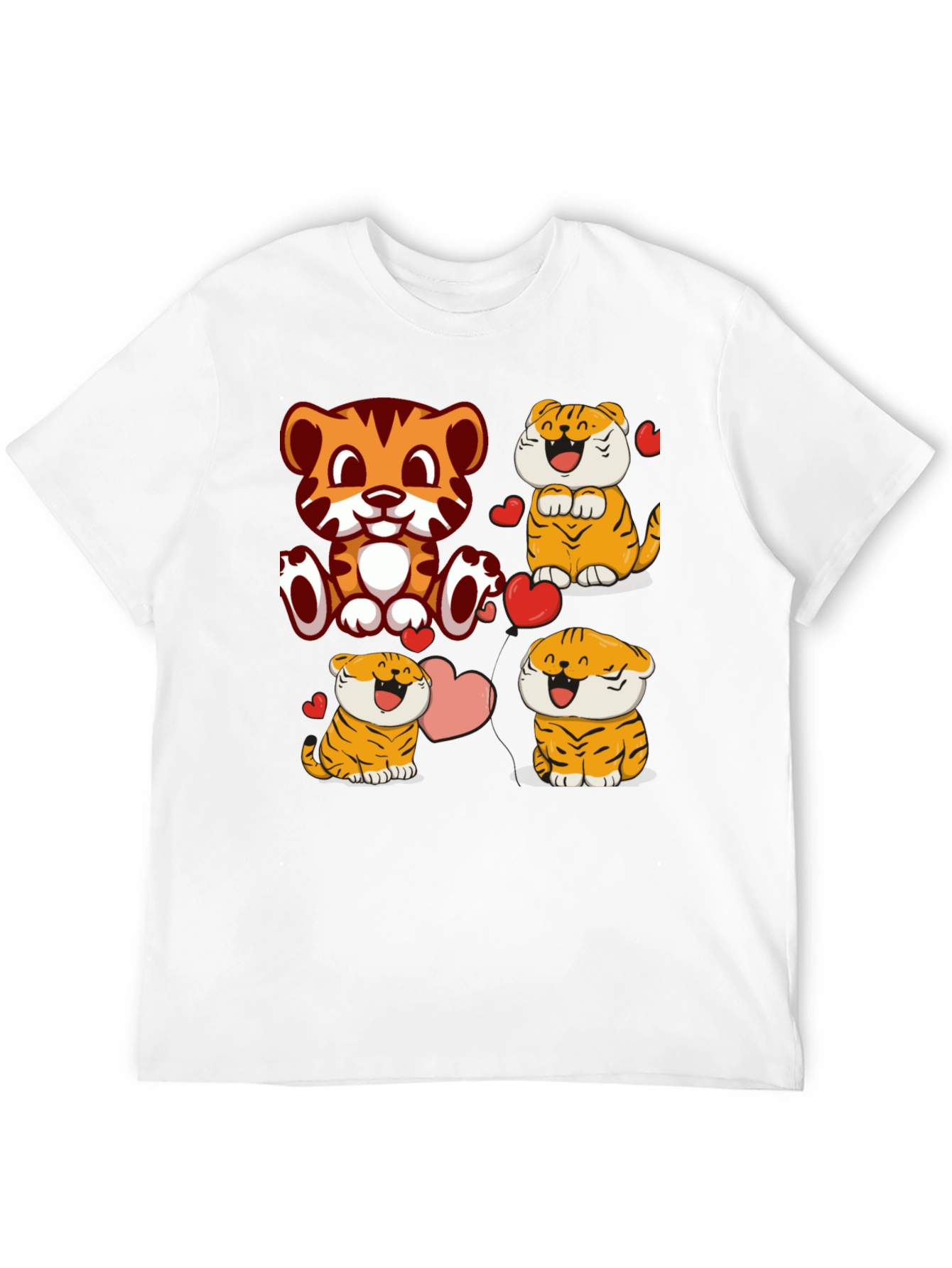 Black Cute Cartoon Tiger Graphic Tee - Black view 12