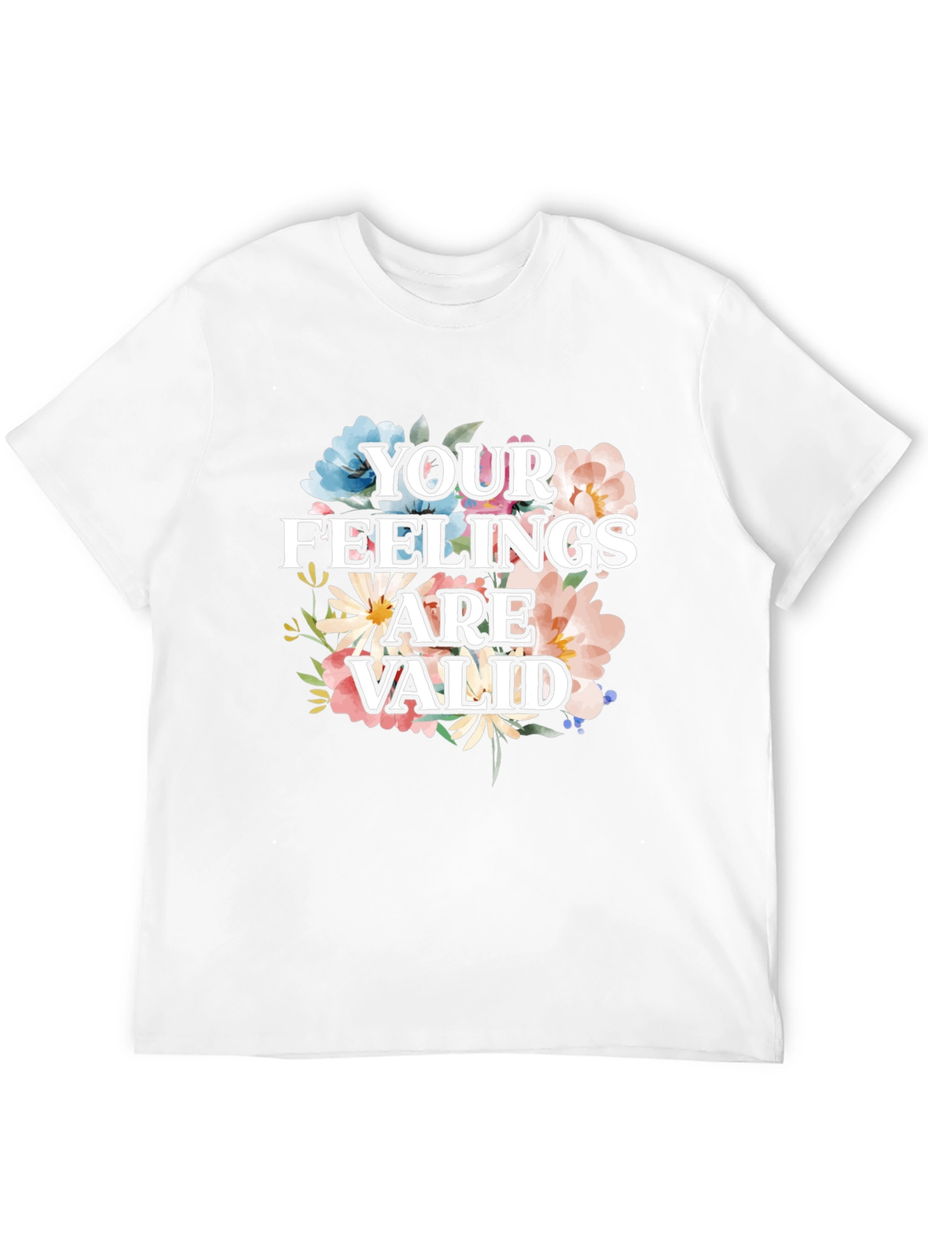 Black Floral "Your Feelings Are Valid" Graphic Tee view 12