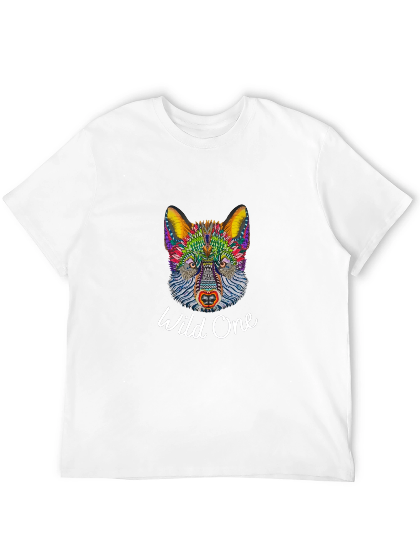Black Wild One Graphic Tee - Colorful Wolf Design view 12