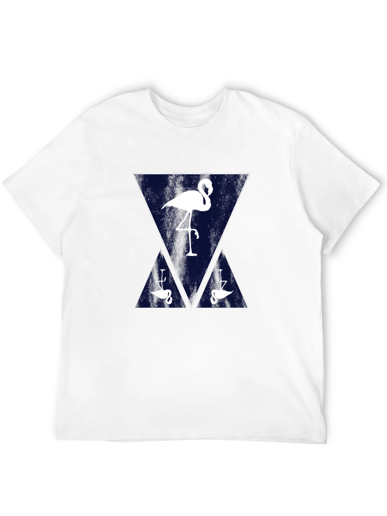 Black Flamingo Triangle Graphic Tee - Casual Black T-Shirt view 12