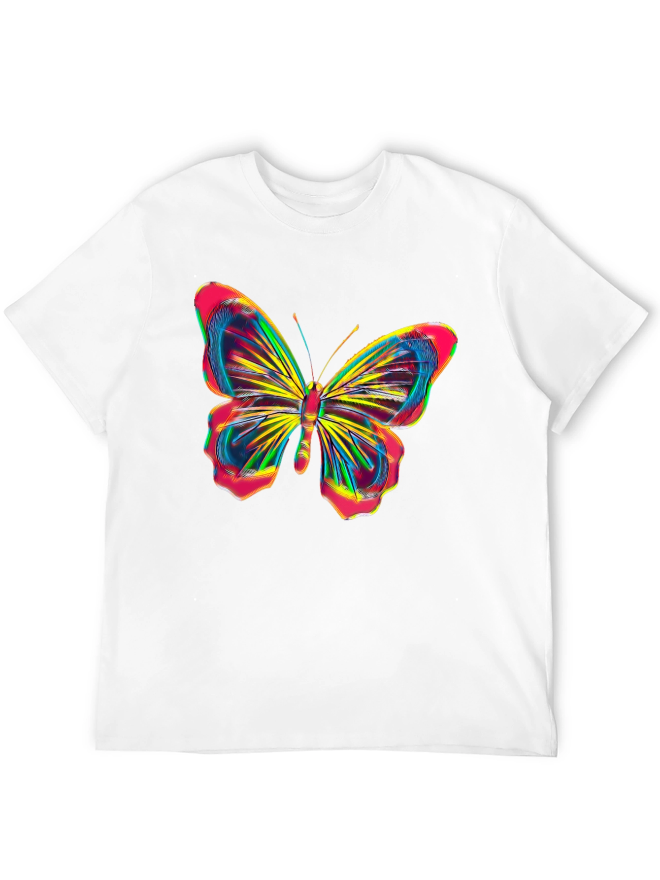 Black Vibrant Butterfly Graphic Tee - Bold Black Cotton Shirt view 12