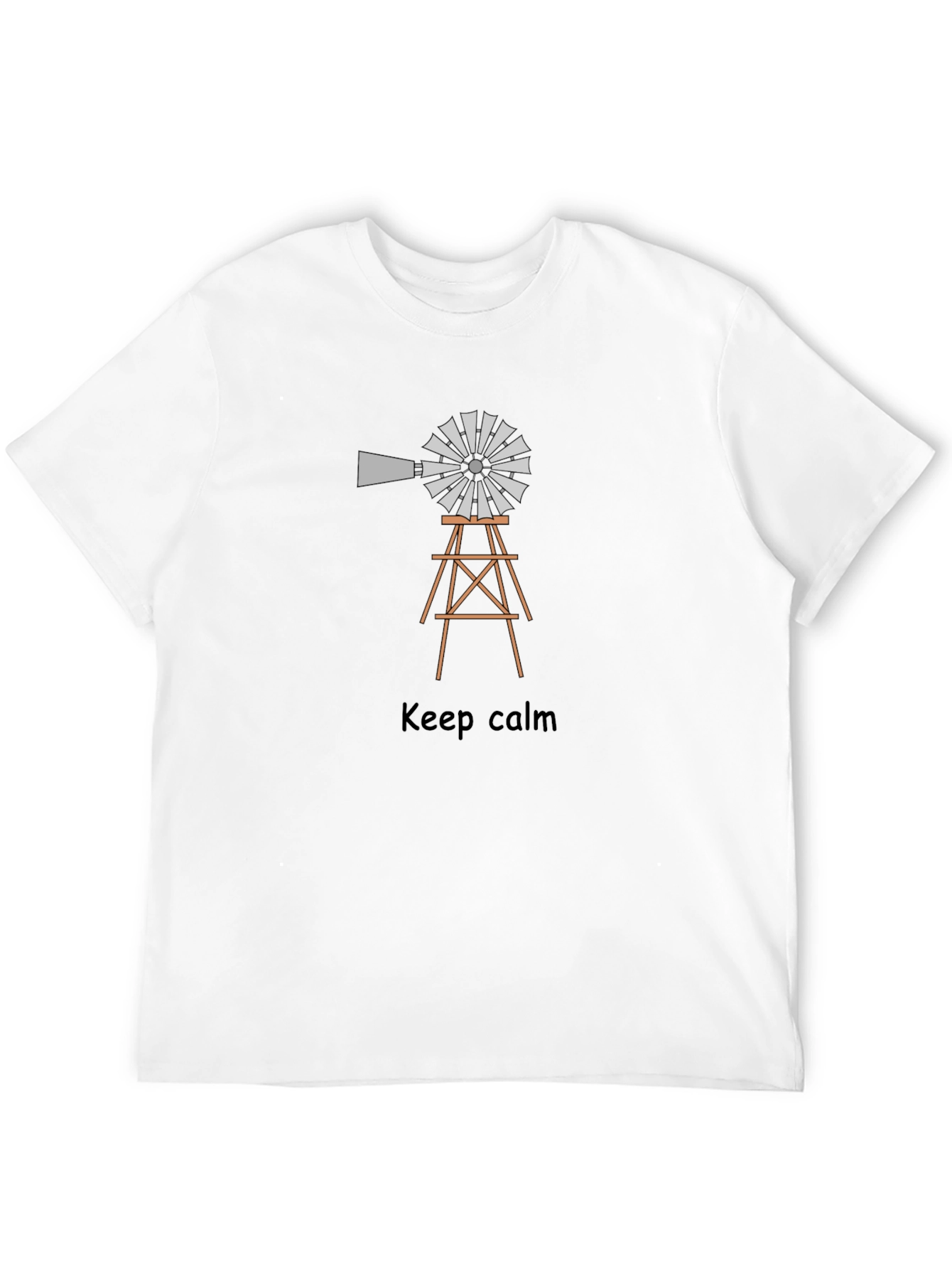 Black Keep Calm Windmill Tee - Novelty Graphic T-Shirt view 12