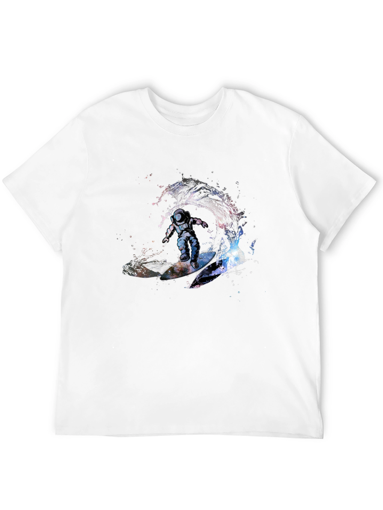 Black Astronaut Surfing Wave T-Shirt - Outer Space Design view 12
