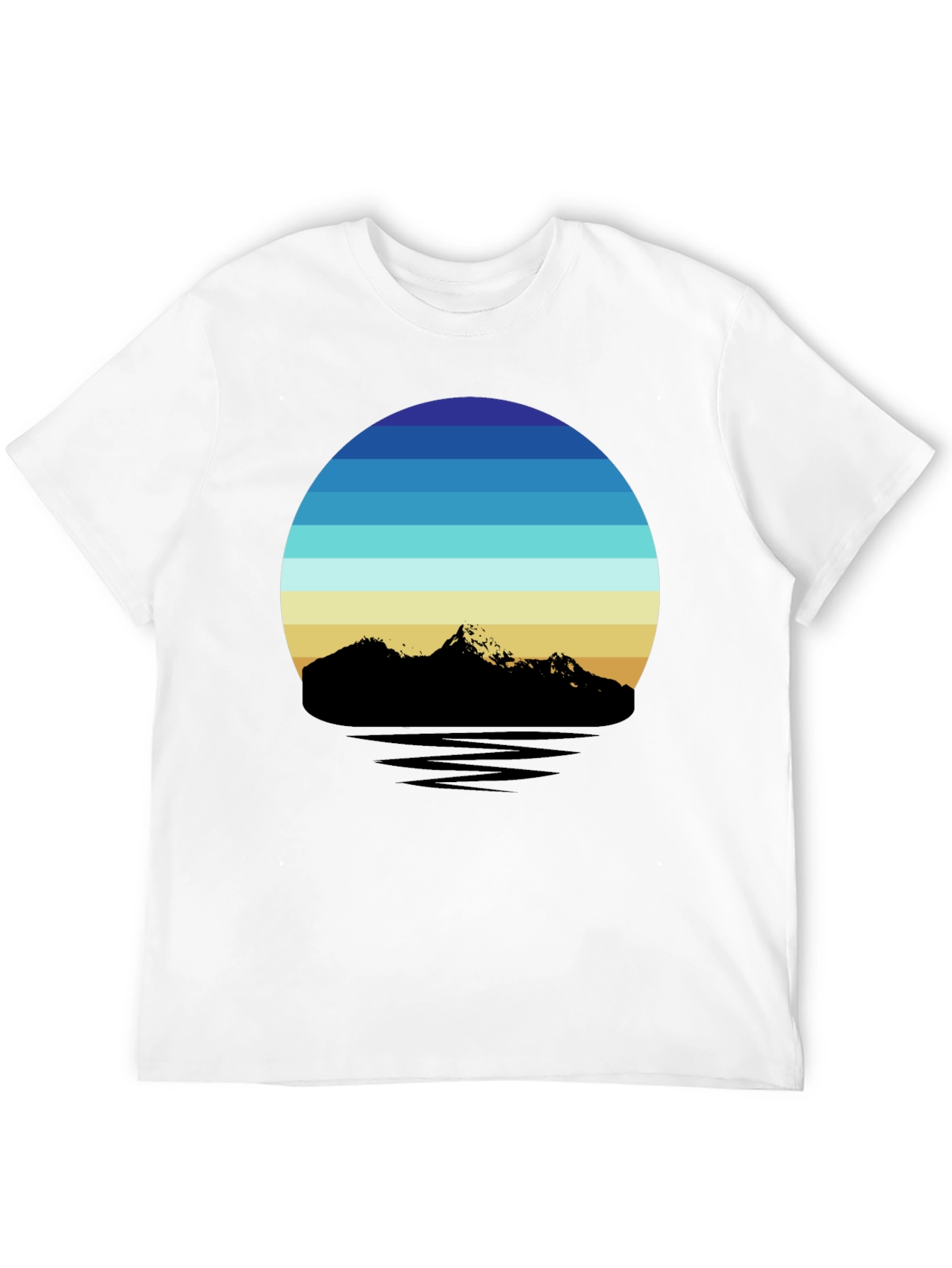 Black Retro Mountainscape T-Shirt view 12