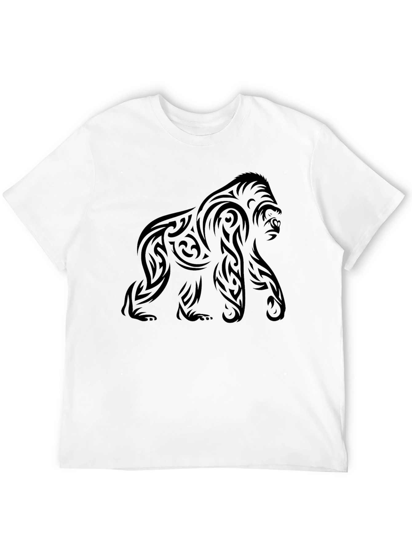 Black Tribal Gorilla Graphic Tee - Cool Black Shirt view 12