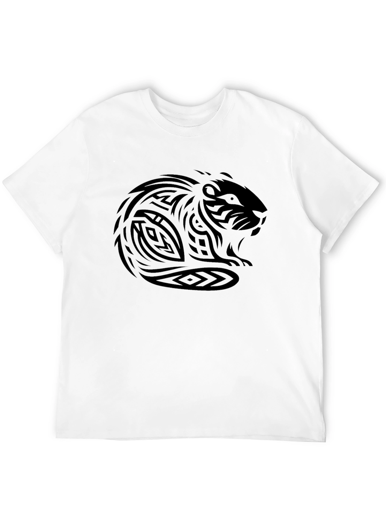 Black Tribal Beaver Graphic Black T-Shirt view 12