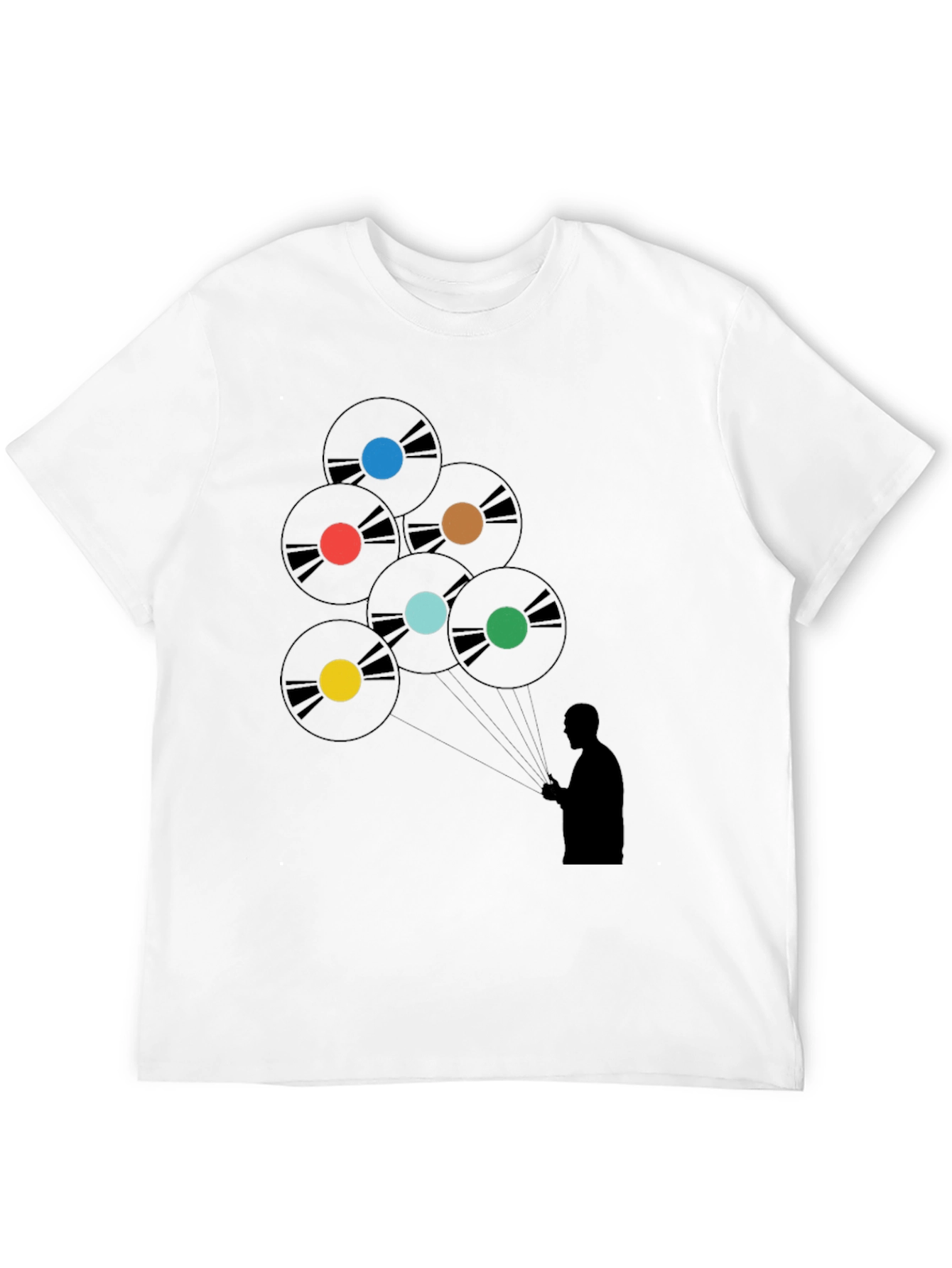 Black Vinyl Record Balloon Graphic Tee - Stylish Music Lover Shirt view 12