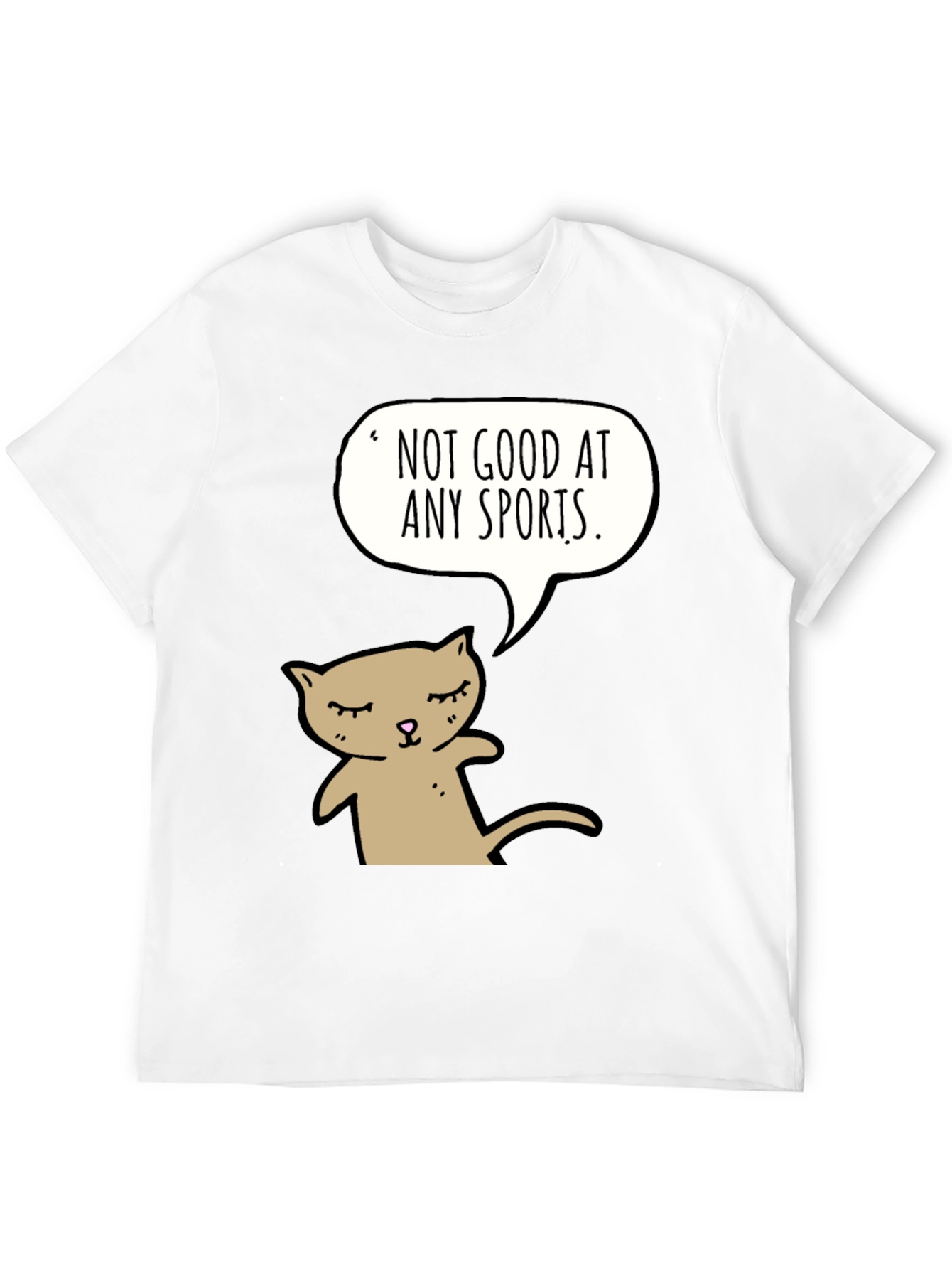 Black Funny Cat T-Shirt - "Not Good at Any Sports" view 12