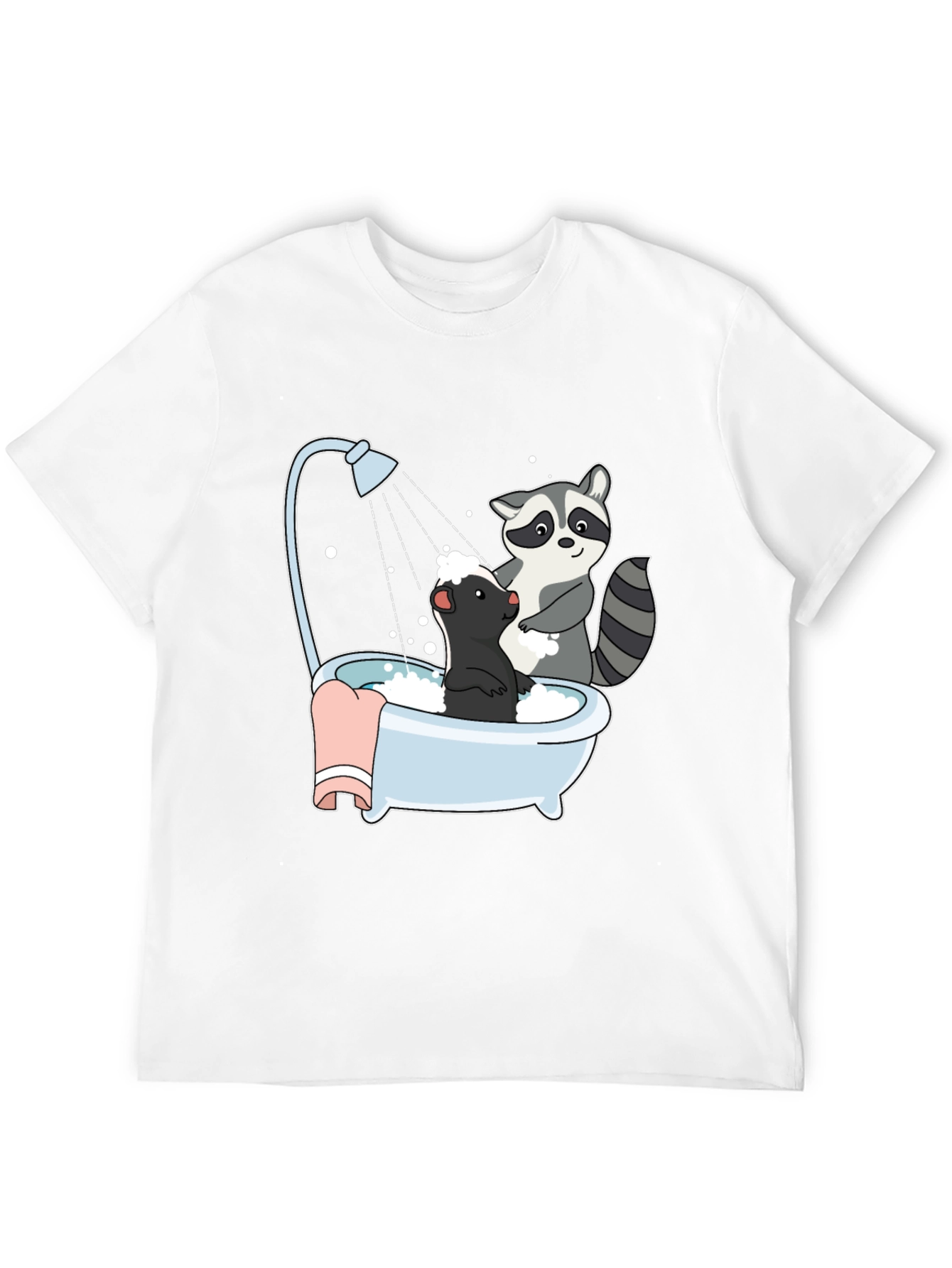 Black Raccoon and Skunk Bathtub Graphic Tee view 12