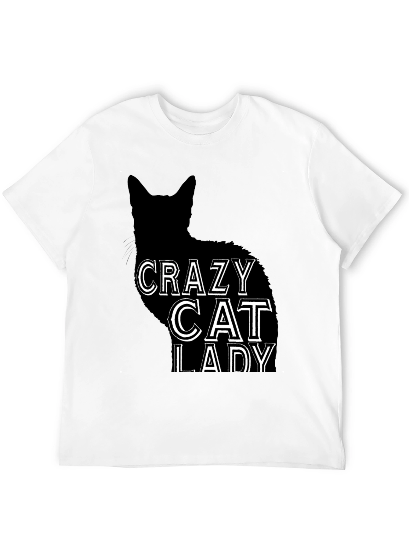 Black Crazy Cat Lady T-Shirt - Black Cat Silhouette Tee view 12