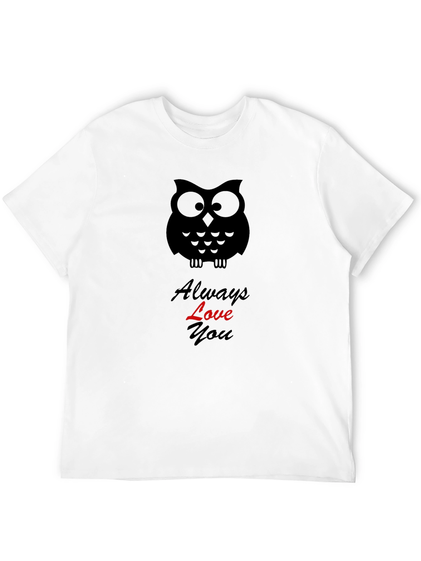Black Always Love You Owl Graphic Tee - Black Cotton Shirt view 12