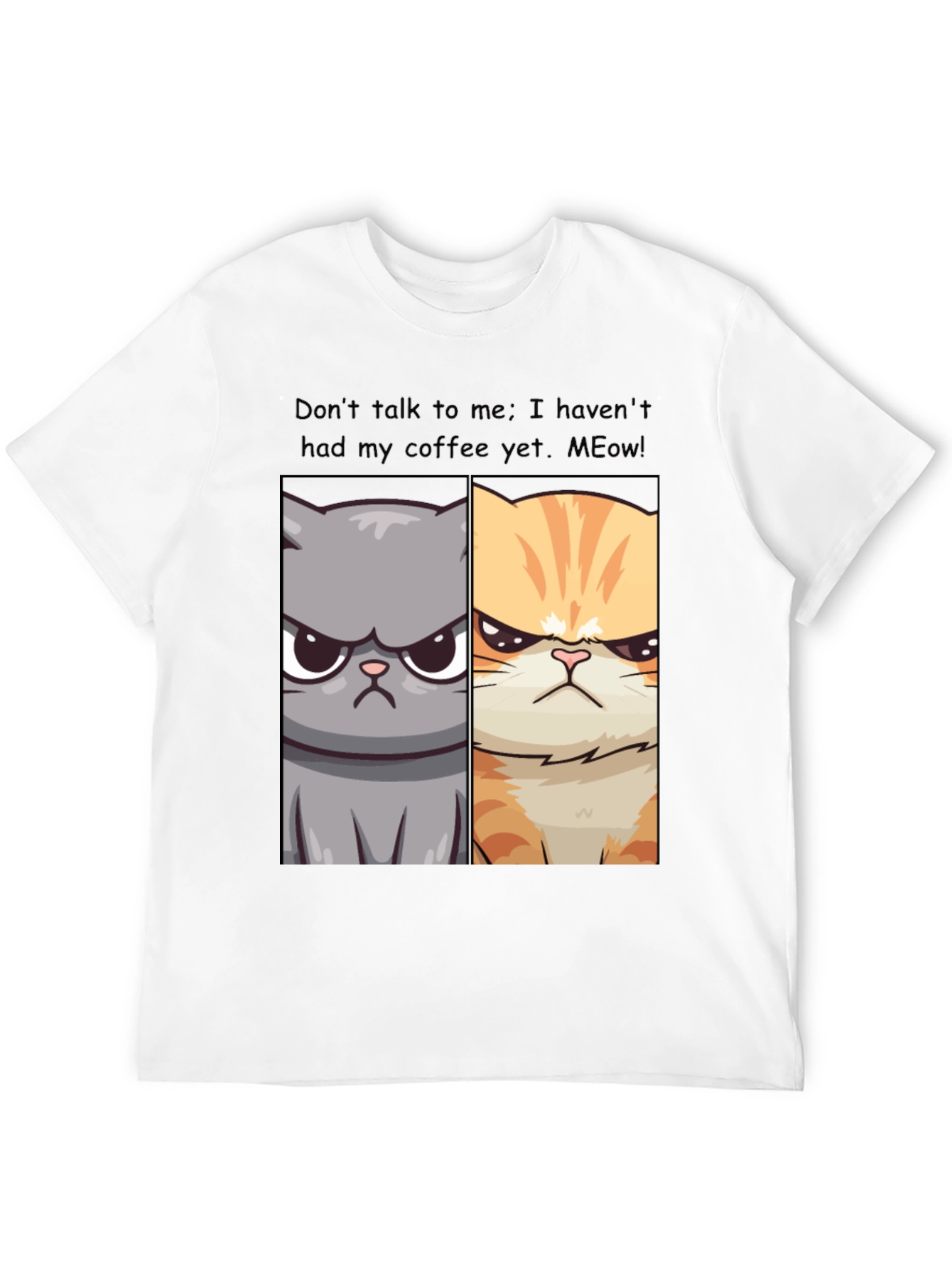 Black Grumpy Cats Coffee Humor T-Shirt view 12