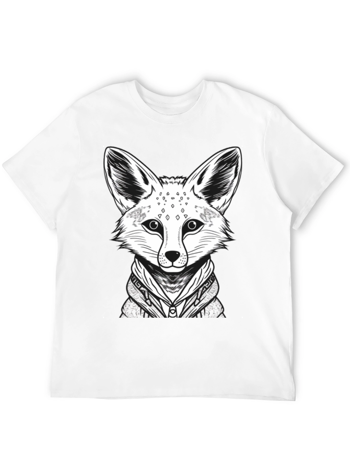 Black Cool Fox Graphic Tee - Men's Black Cotton Shirt view 12