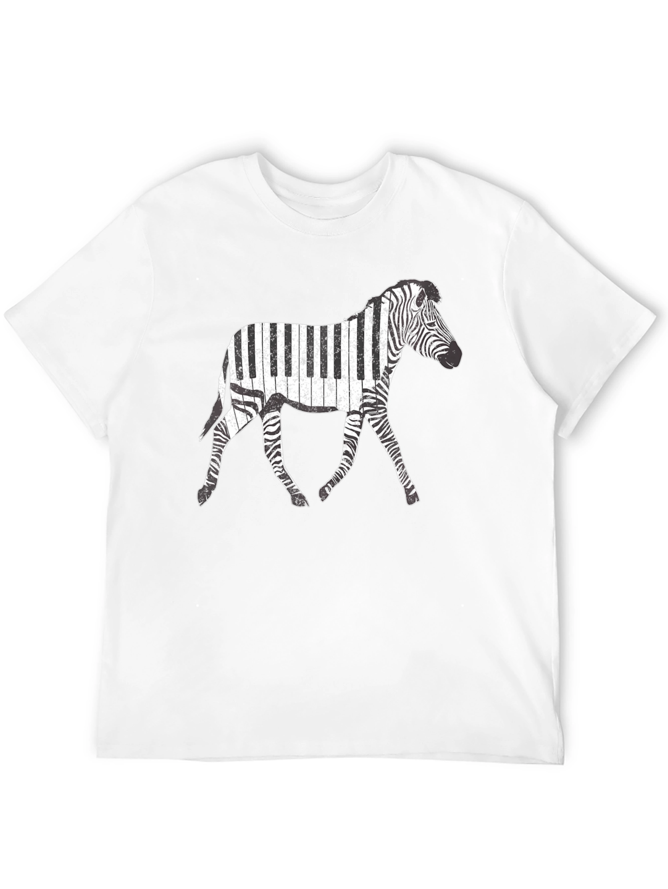 Black Zebra Piano Keys Graphic T-Shirt view 12