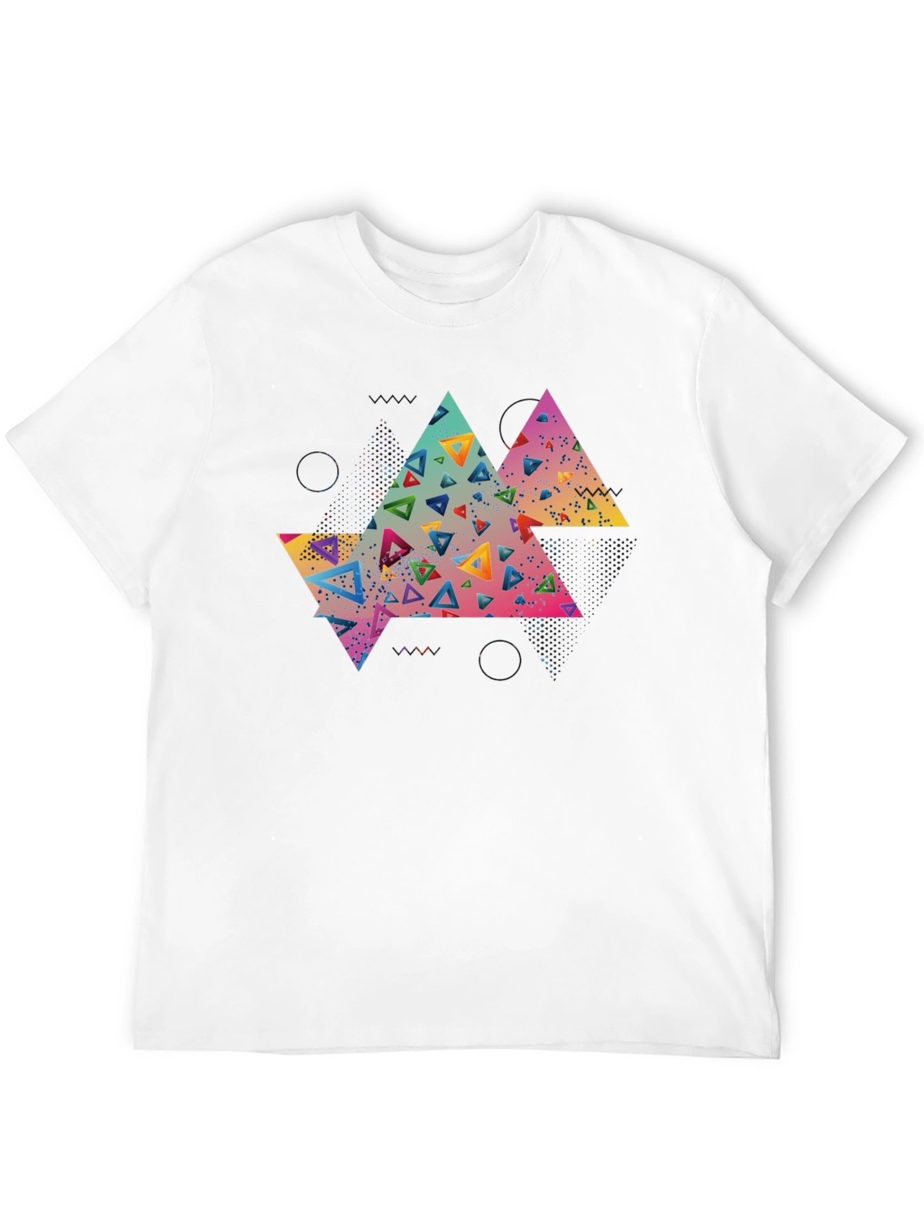 Black Abstract Triangle Graphic Tee - Black view 12