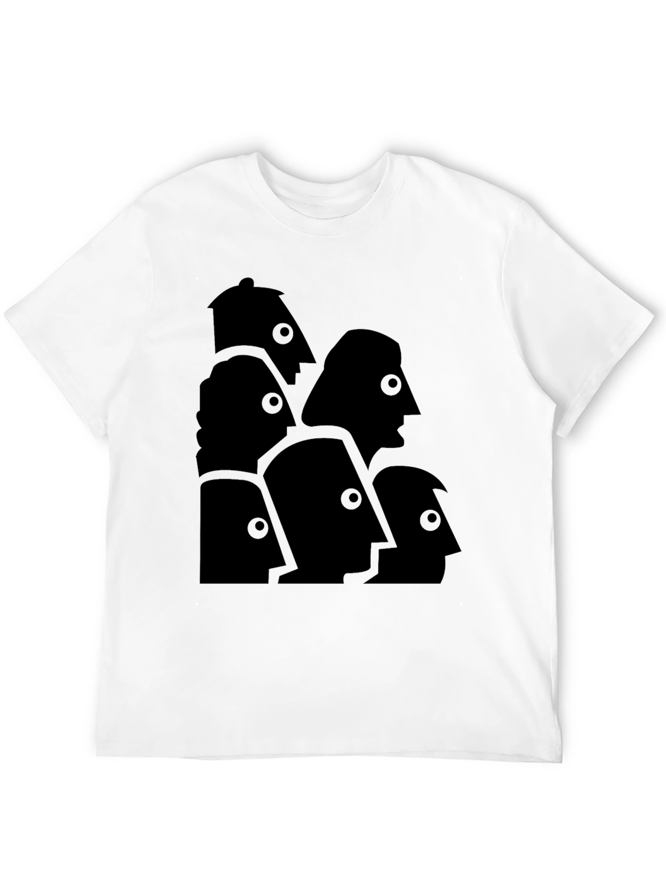 Black Abstract Faces Graphic Tee - Modern Art T-Shirt view 12