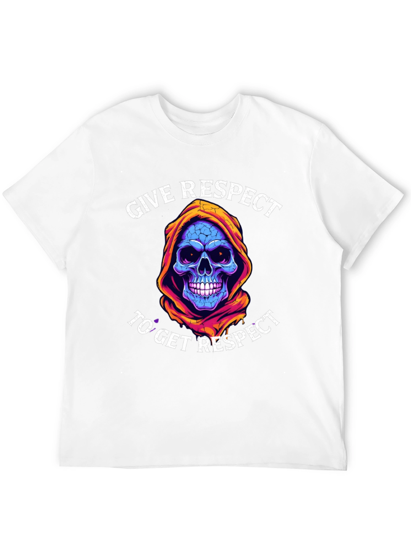 Black Give Respect T-Shirt: Skull Reaper Design view 12