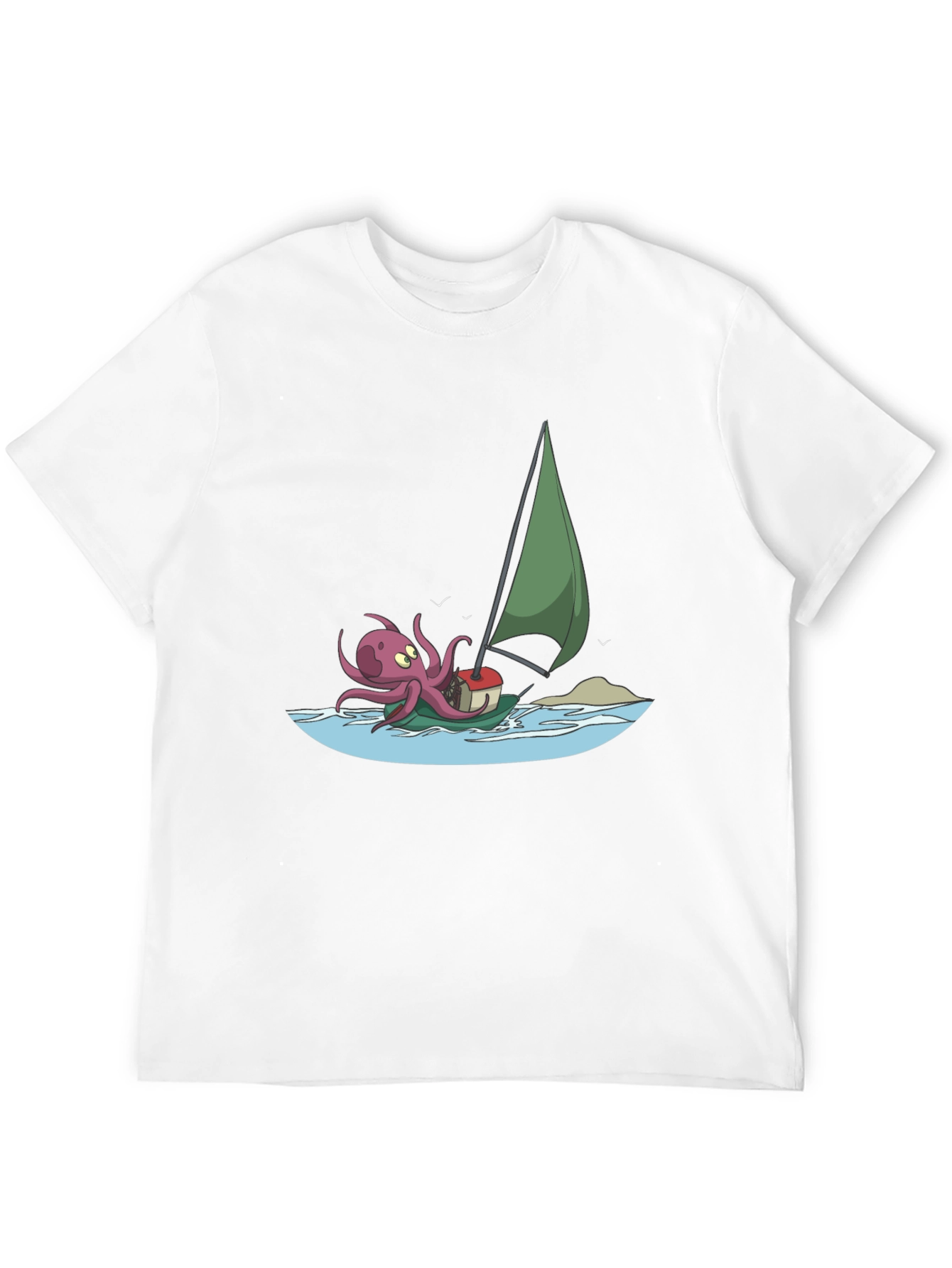 Black Octopus Sailing T-Shirt - Cartoon Design view 12