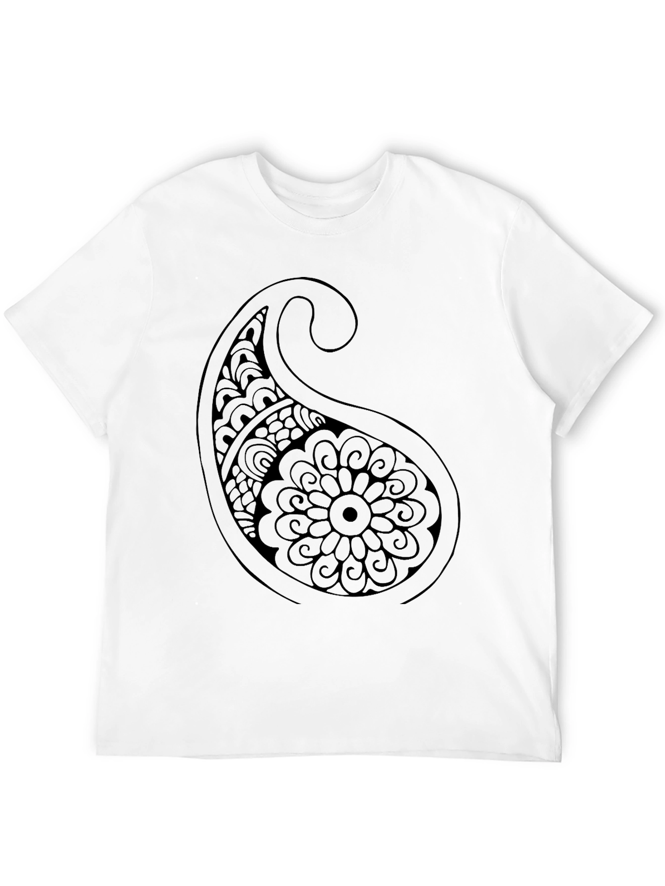 Black Paisley Print Black T-Shirt view 12