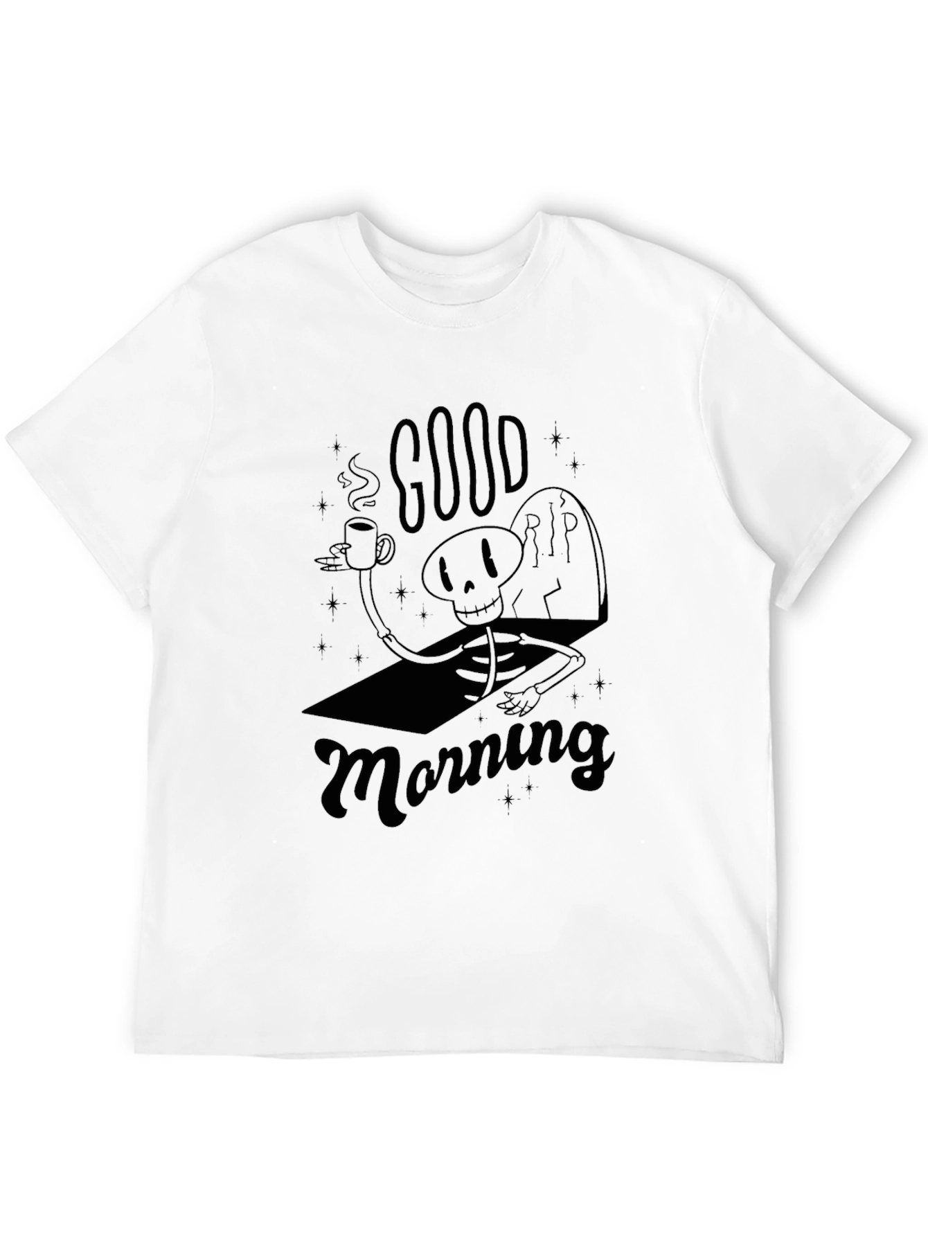 Black Good Morning Skeleton Graphic Tee view 12