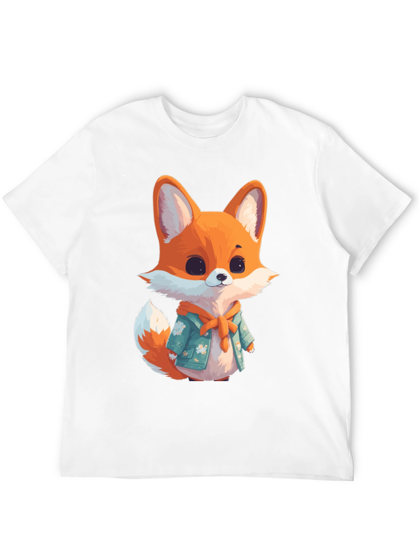 Black Cute Fox Graphic Black T-Shirt view 12