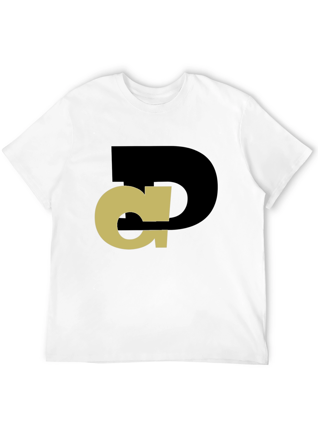 Black Abstract Initial T-Shirt - Black Tee with Gold Design view 12