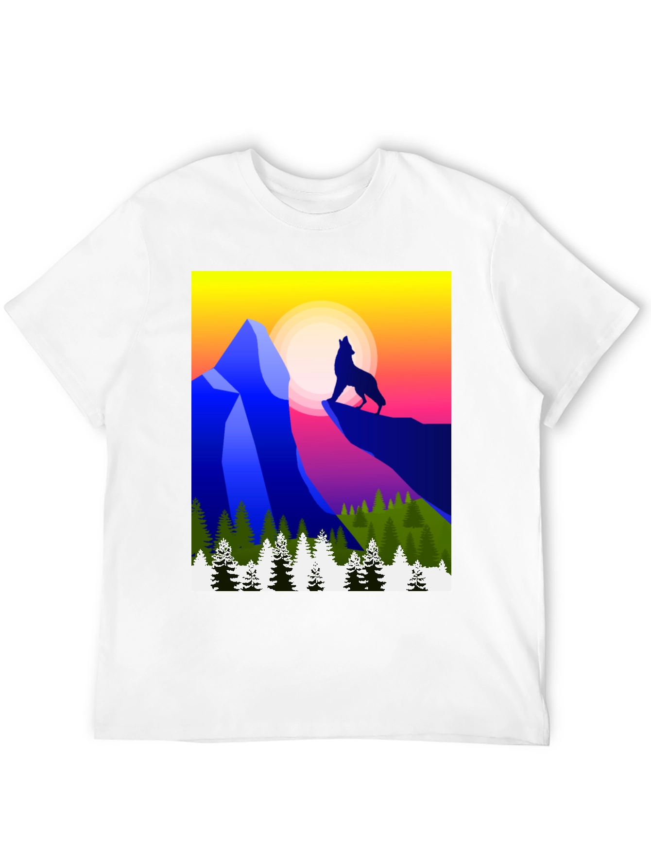 Black Wolf Mountain Graphic Tee - Stylish Black T-Shirt view 12