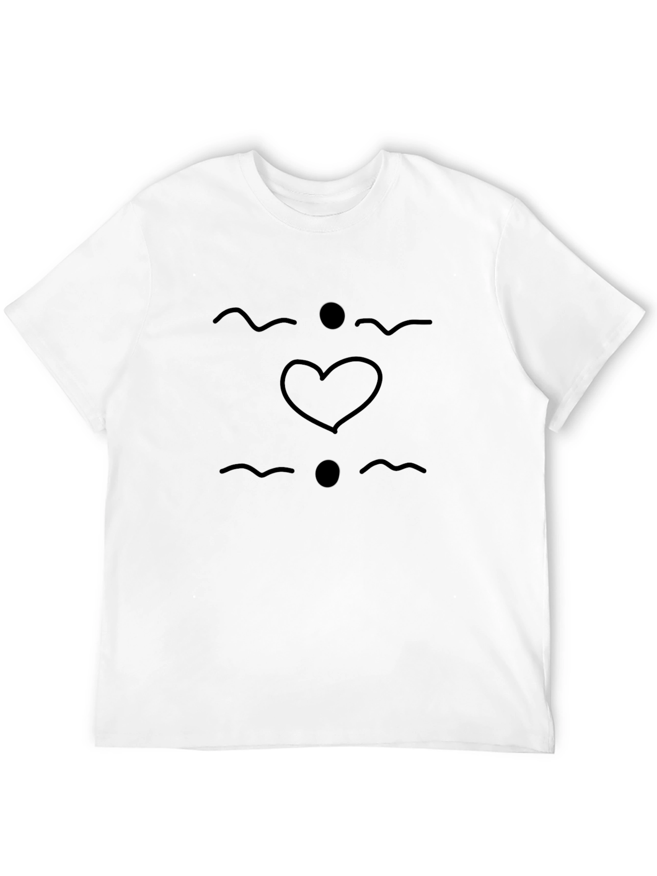 Black Minimalist Heart Graphic T-Shirt - Casual Black Tee view 12