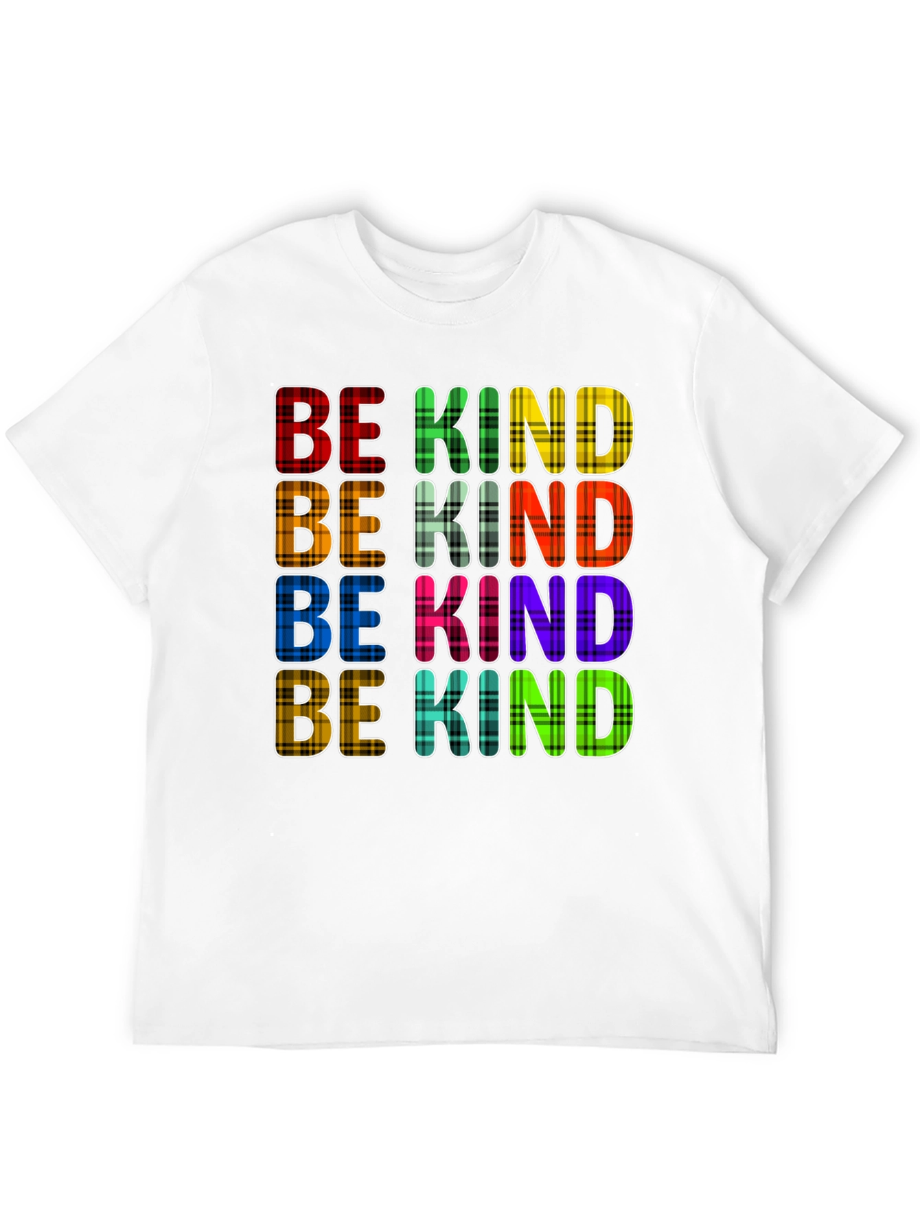 Black Be Kind Plaid T-Shirt - Trendy Graphic Tee view 12