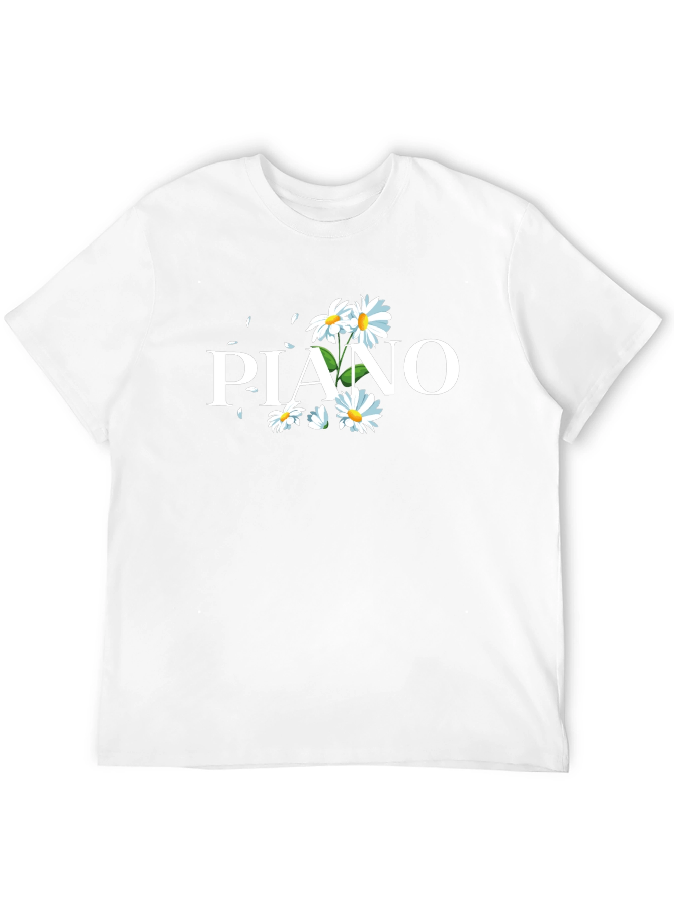 Black Floral Piano T-Shirt - Black Cotton Tee view 12