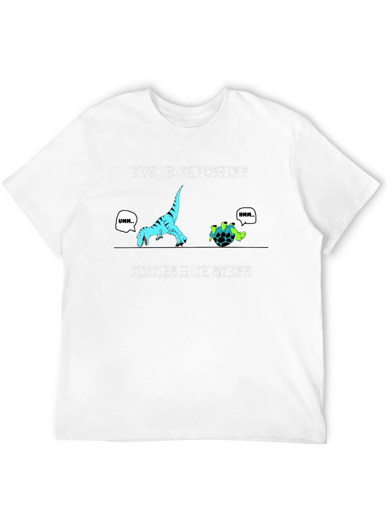 Black Funny Workout T-Shirt - T-Rex Push-Ups & Turtle Sit-Ups view 12