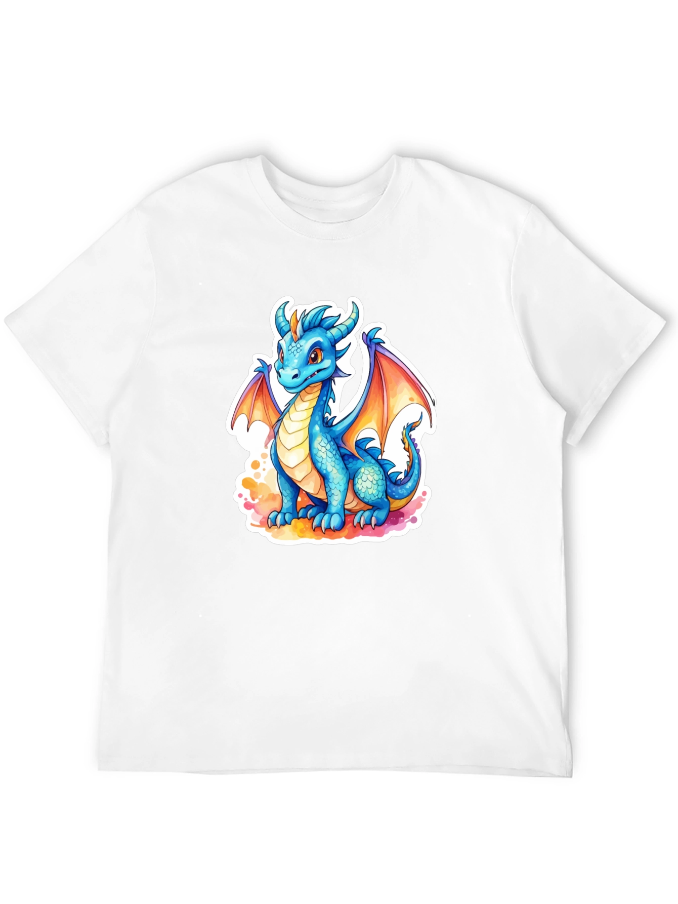 Black Cute Blue Dragon Graphic Tee - Fantasy T-Shirt view 12