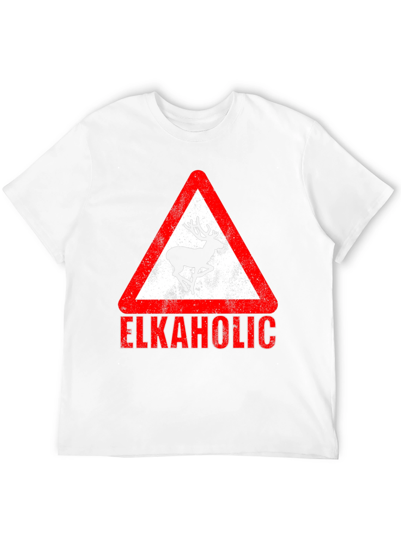 Black Elkaholic Graphic Tee - Funny Elk Warning Sign view 12
