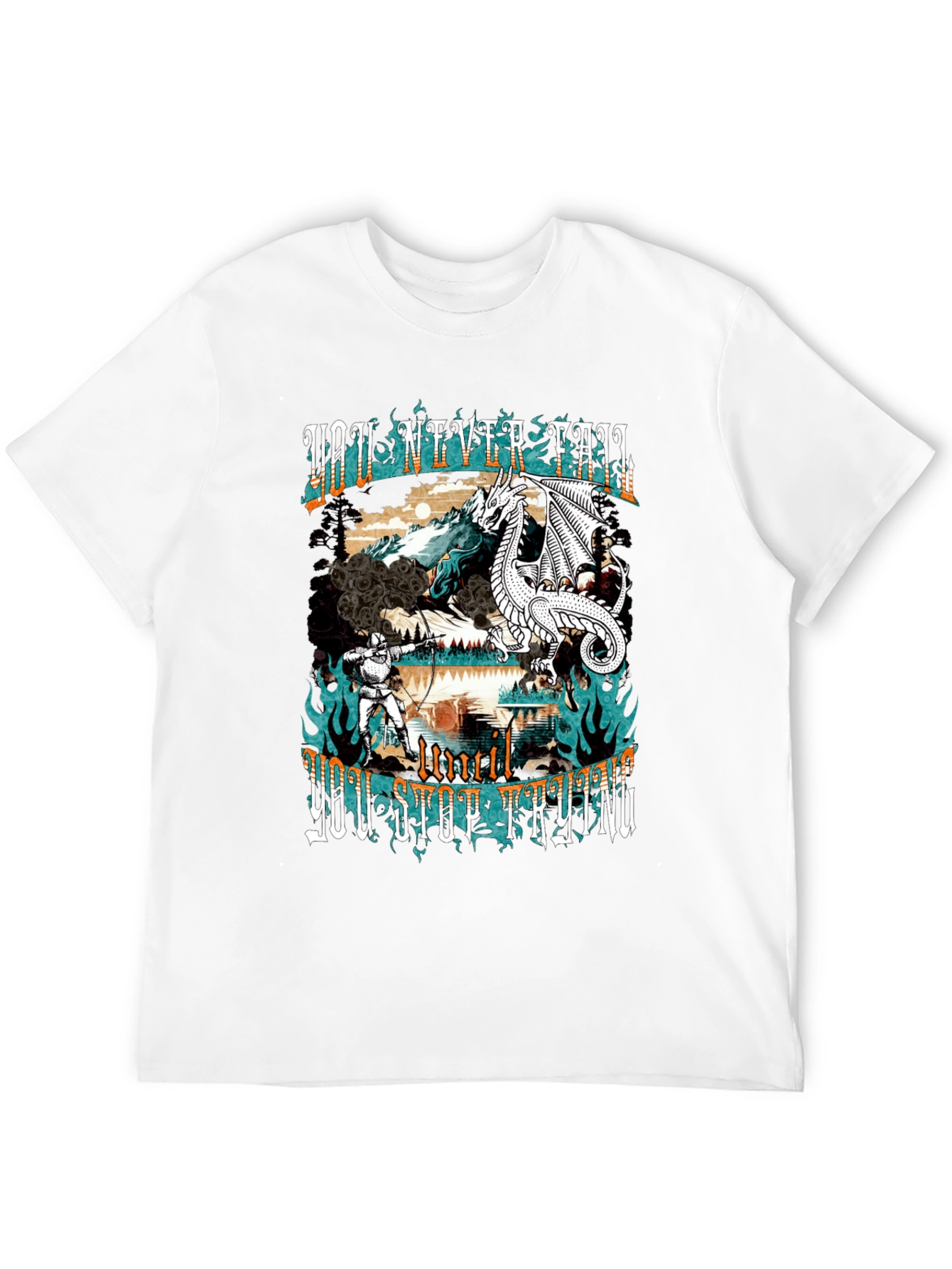 Black Dragon and Knight Graphic Tee - Never Fail view 12